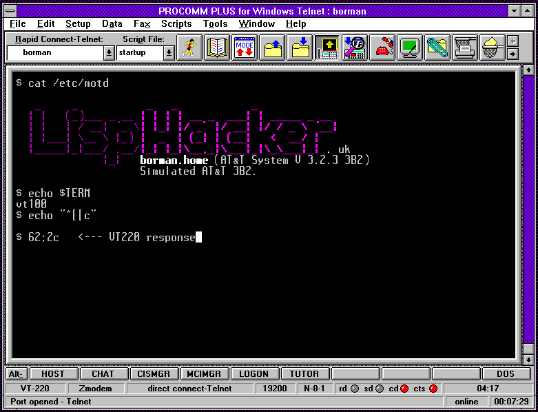 Connected to the simulated 3B2